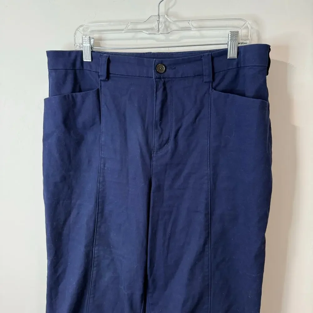 Duluth Trading Co‎ Women's Pants Workday Warrior Chino Wide Leg Crop Blue 14 Reg